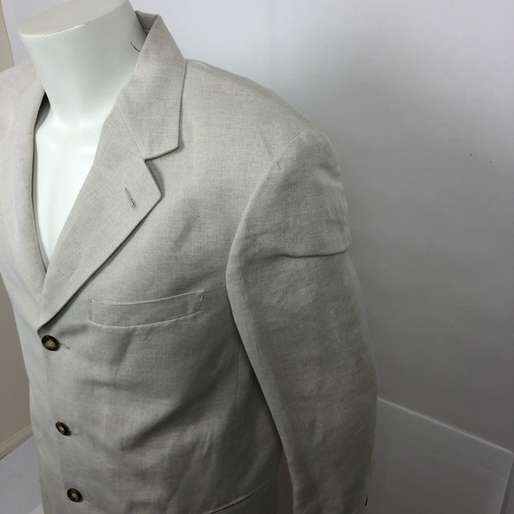 TODAY'S MAN Men's Blazer Jacket Sz M Linen Blend Beige 3 Buttons Single Breasted - Picture 3 of 9